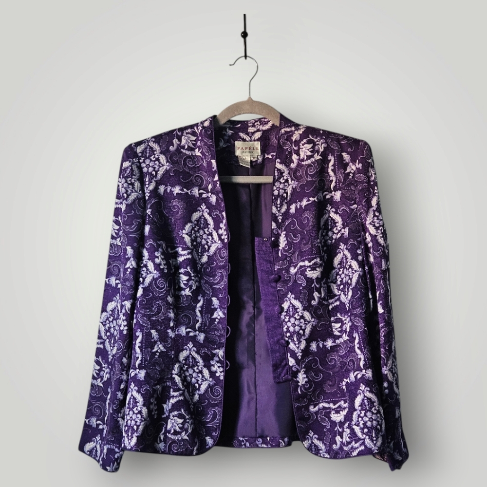 Alfred Dunner Purple Blazer with Floral Print - Picture 3 of 7